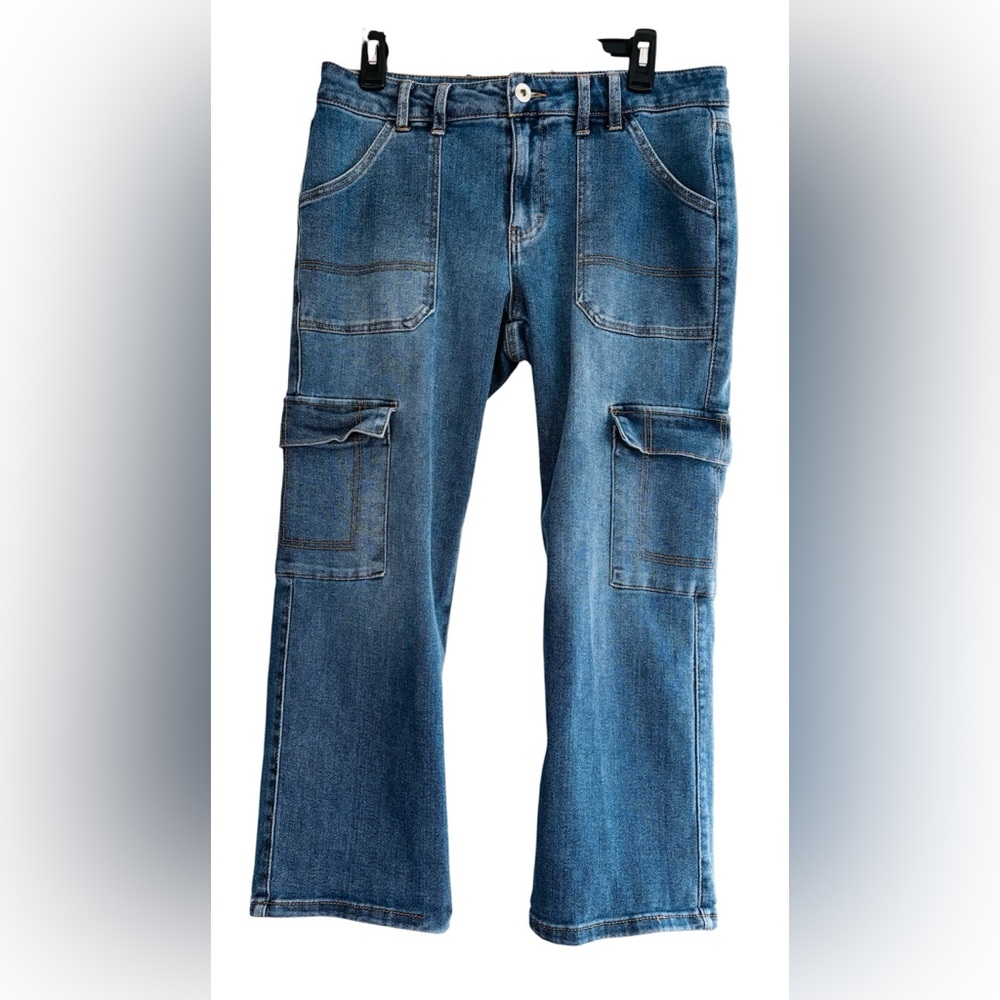 Cato Est 1946 Cargo Pocket Jeans Womens Size 10 Mid Rise Bootcut Utility Denim
